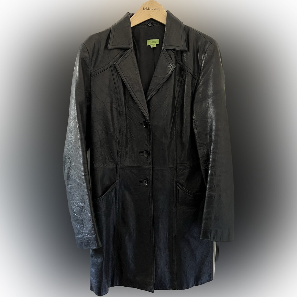 Black Leather Mid Length Jacket